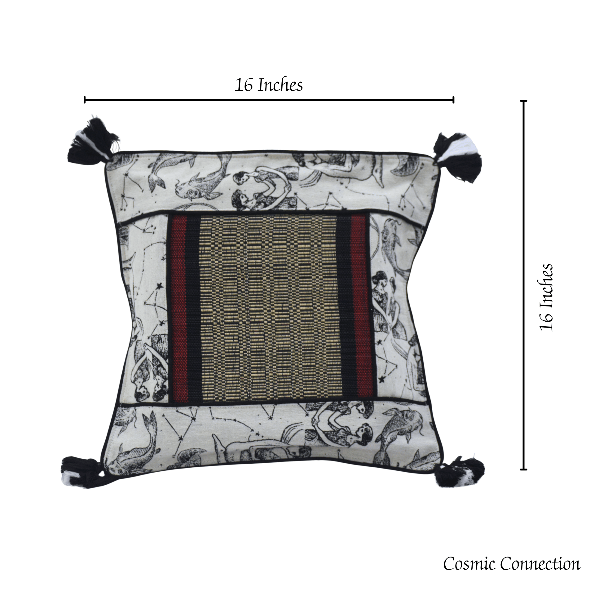 Elegant Bamboo Cushion Cover Monochrome Jacquard with Black