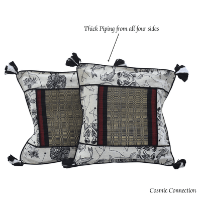 Elegant Bamboo Cushion Cover Monochrome Jacquard with Black