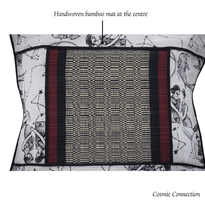 Elegant Bamboo Cushion Cover Monochrome Jacquard with Black