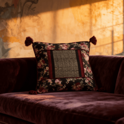 Bamboo Cushion Cover Vintage Floral Canvas – Eco Friendly Decor