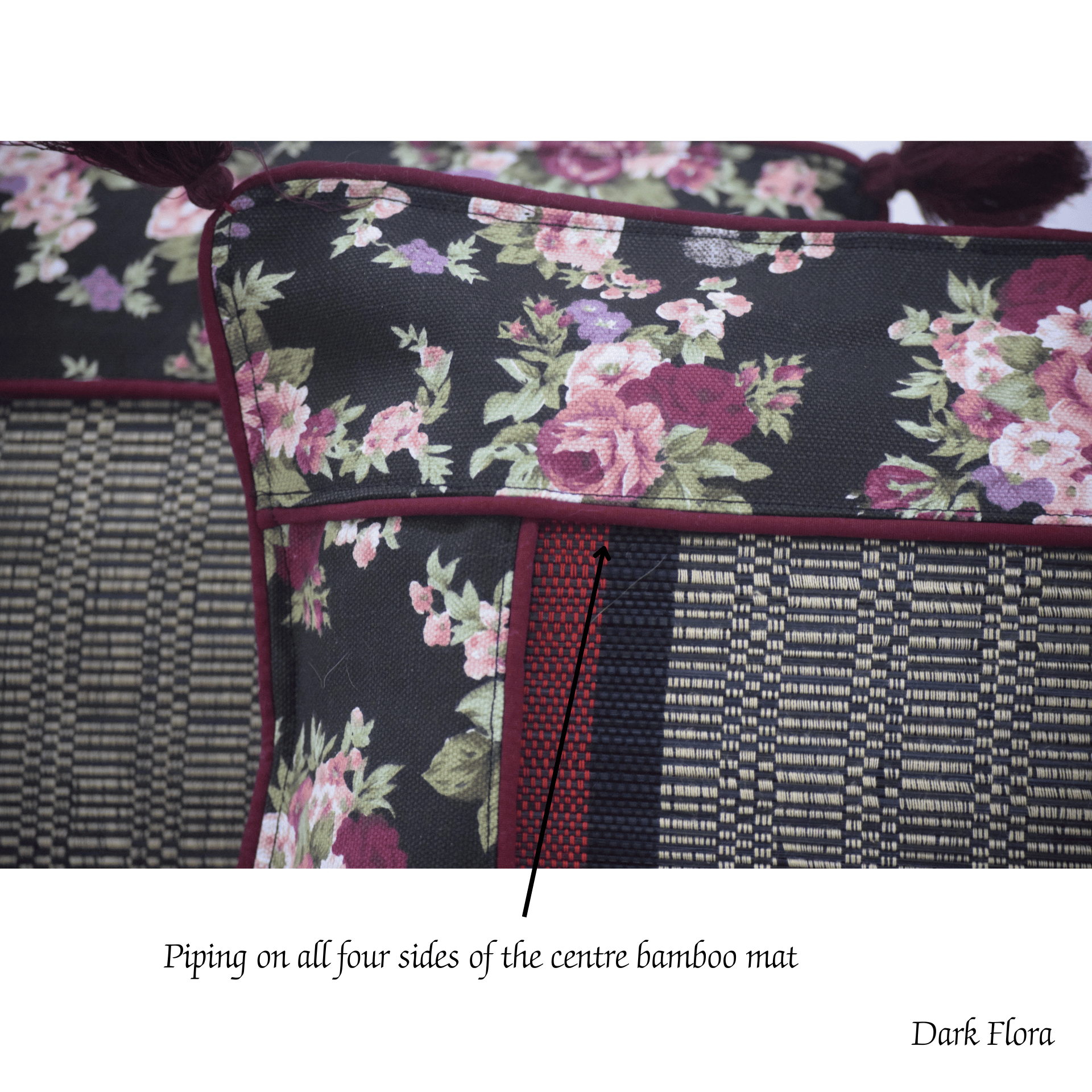 Bamboo Cushion Cover Vintage Floral Canvas – Eco Friendly Decor