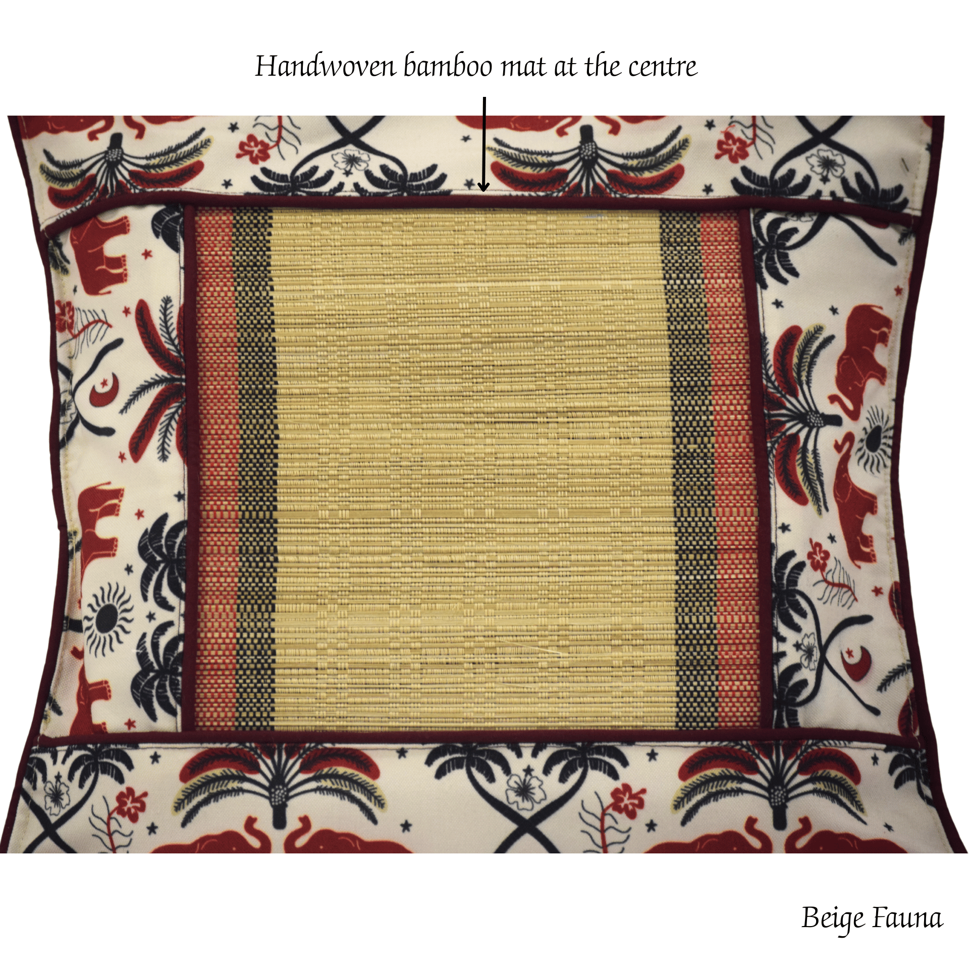 Bamboo Cushion Cover Tribal Elephant Print – Eco Friendly Decor