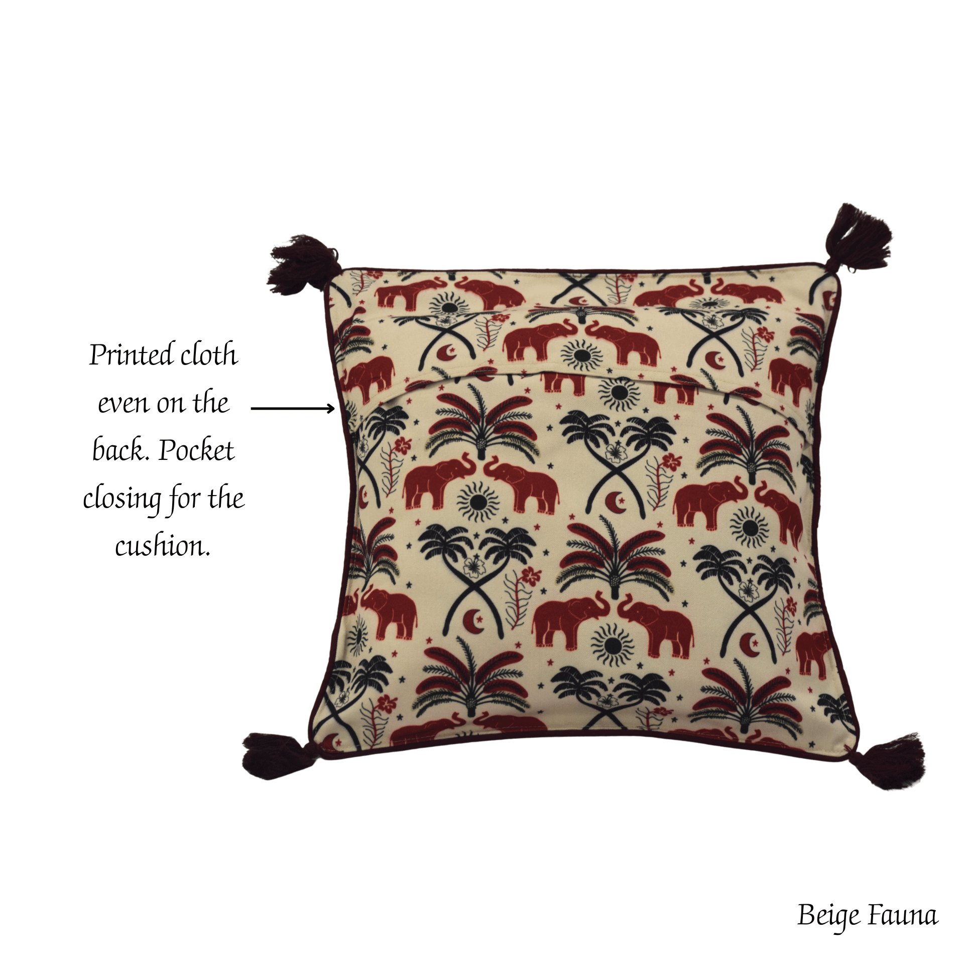 Bamboo Cushion Cover Tribal Elephant Print – Eco Friendly Decor