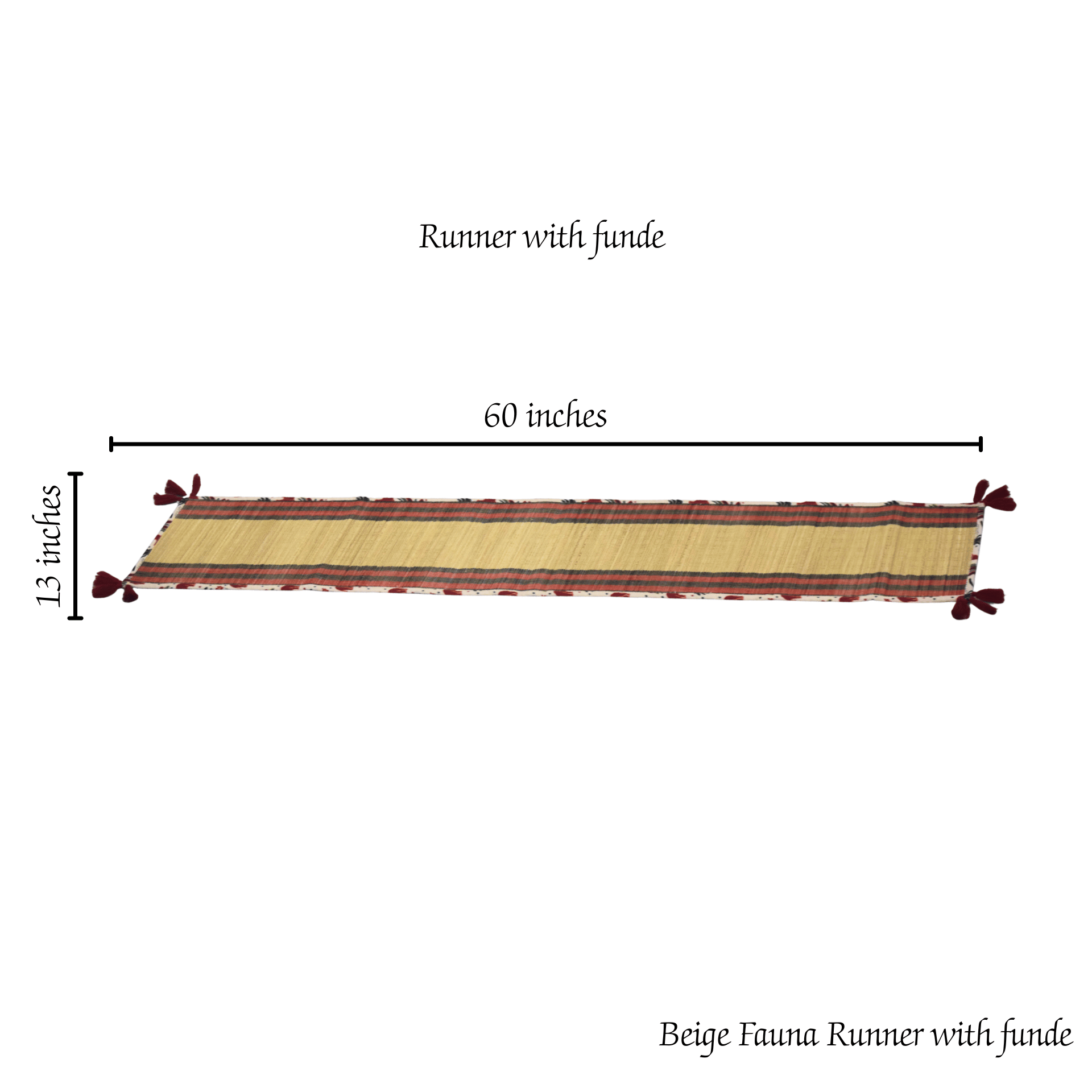 Bamboo Table Runner Elephant Print Canvas Border – Eco Table Decor