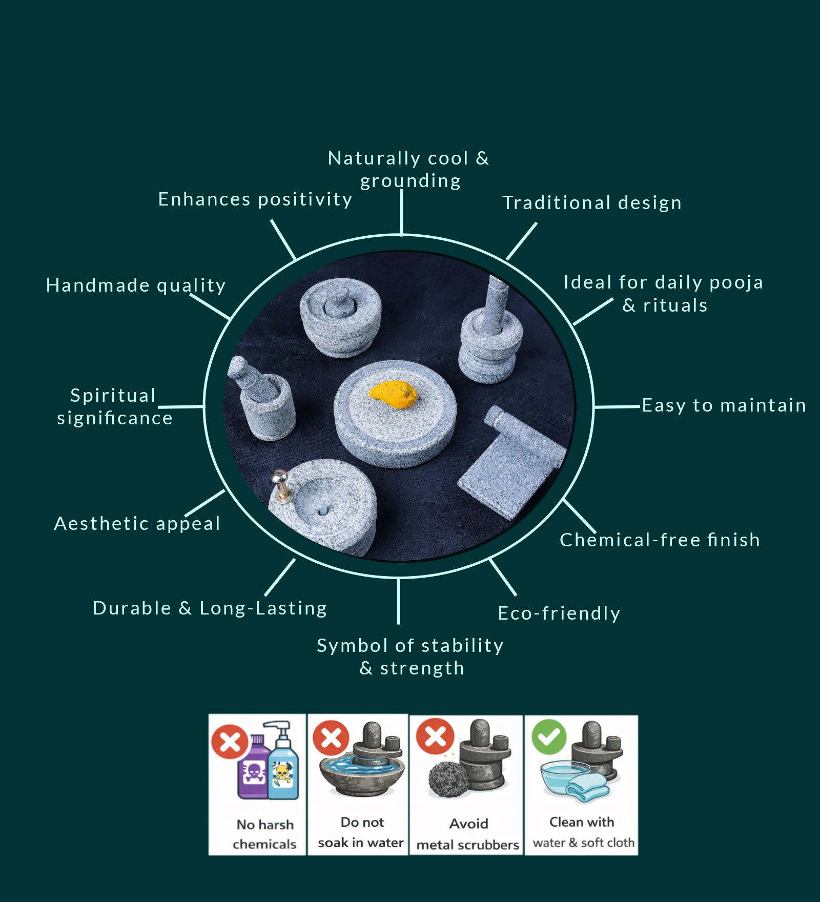 Traditional Handmade Vastu Pooja Set with Free Manjal Stone