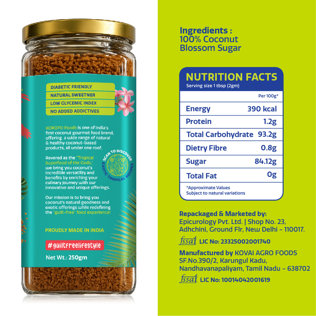 KOKOPO Natural Coconut Sugar | Unrefined | 100% Coconut Blossom Nectar