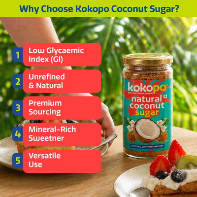 KOKOPO Natural Coconut Sugar | Unrefined | 100% Coconut Blossom Nectar