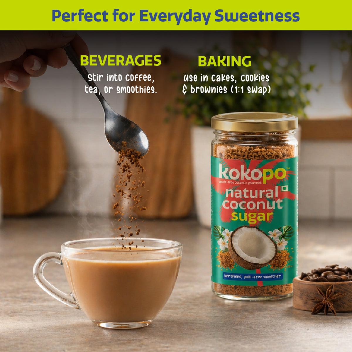 KOKOPO Natural Coconut Sugar | Unrefined | 100% Coconut Blossom Nectar