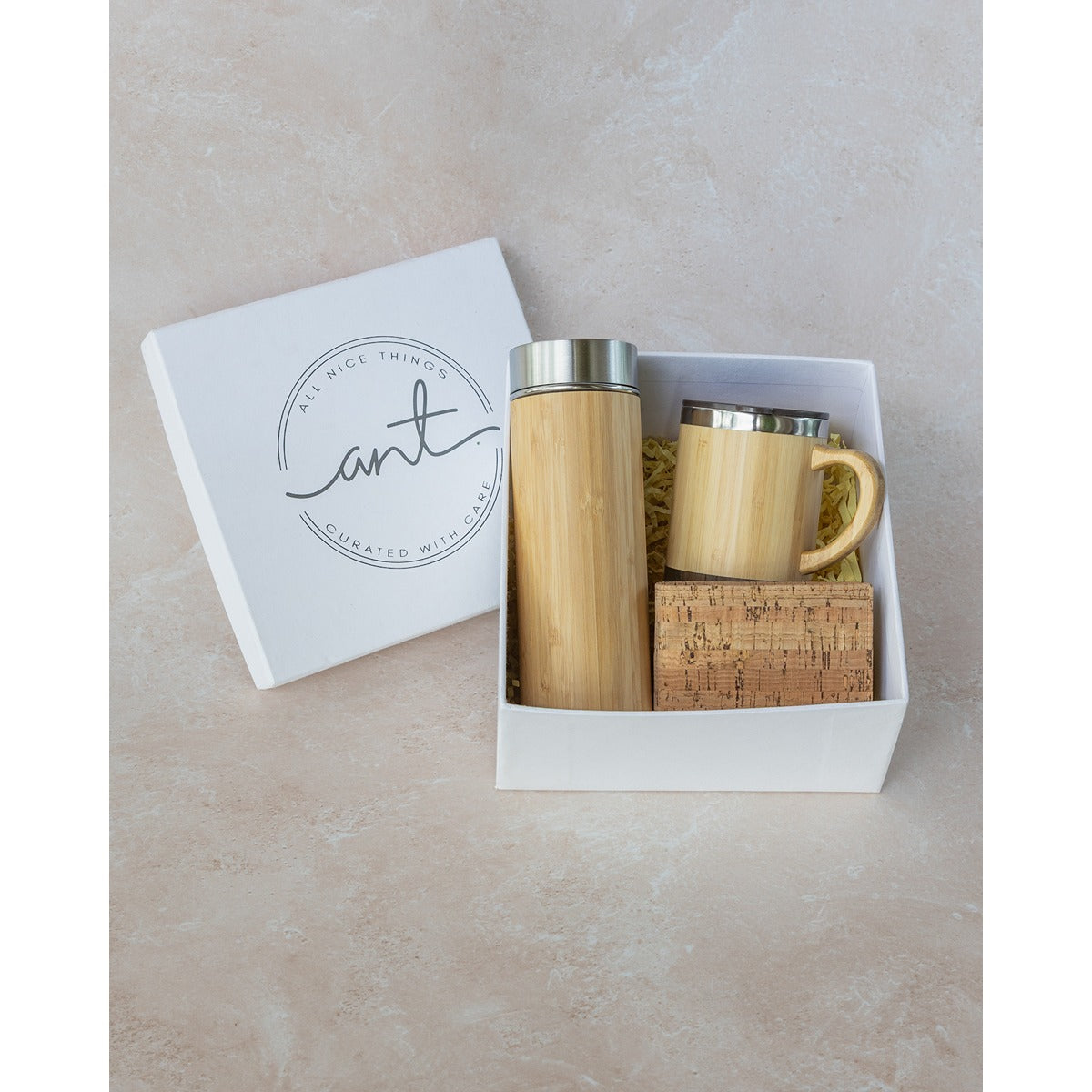 Minimalist Eco Gift Set | Bamboo Mug, Bottle & Cork Wallet Combo