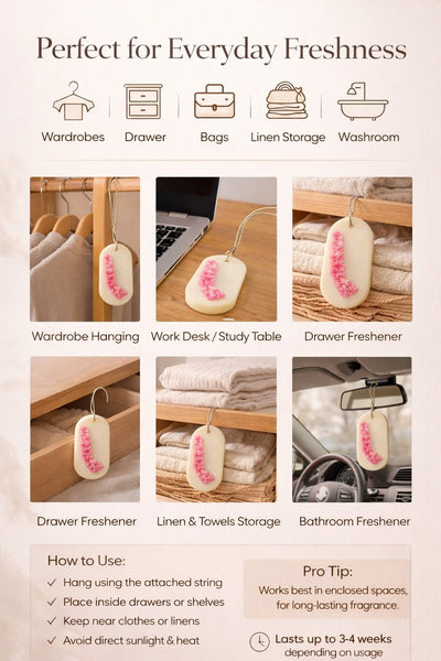 2 Beeswax Wax Wardrobe Fragrance Bars - Fasli Rose & Jasmine Blooms – Wax Sachets & Fragrance on Brown Living™. SKU: SN2589SN2590. Img 6.