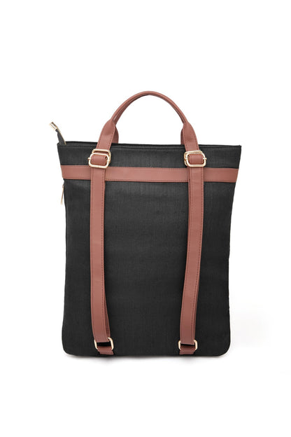 2 in 1 Convertible Hemp Backpack for Travel & Daily Use – Bags on Brown Living™. SKU: GBP01-BLACK. Img 3.