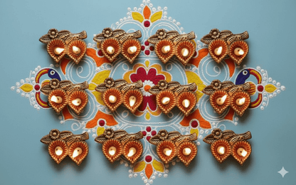 2 Leaf Diya Set – Traditional Decorative Set of 12 Diya – Home Decor on Brown Living™. SKU: D21. Img 1.