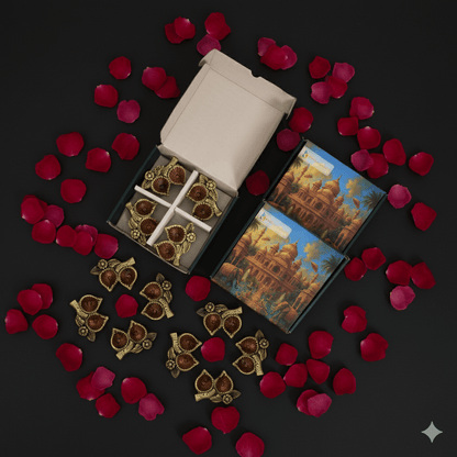 2 Leaf Diya Set – Traditional Decorative Set of 12 Diya – Home Decor on Brown Living™. SKU: D21. Img 10.