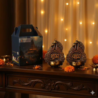 2 Peacock Hanging Diya Set - Diwali Decoration & Festival Lighting – Home Decor on Brown Living™. SKU: D51. Img 7.