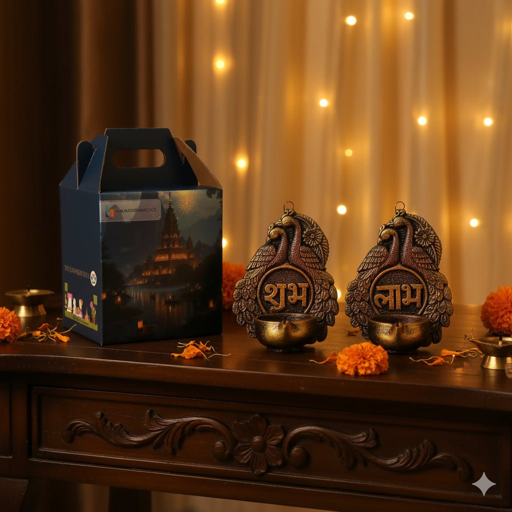 2 Peacock Hanging Diya Set - Diwali Decoration & Festival Lighting – Home Decor on Brown Living™. SKU: D51. Img 4.