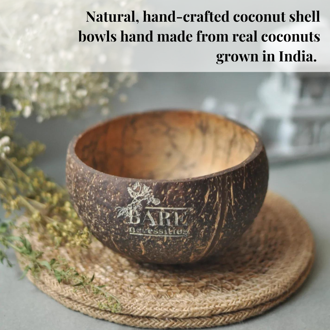 Tropical Elegance Coconut Bowls: Handcrafted from Real Coconuts, Each with Unique Markings