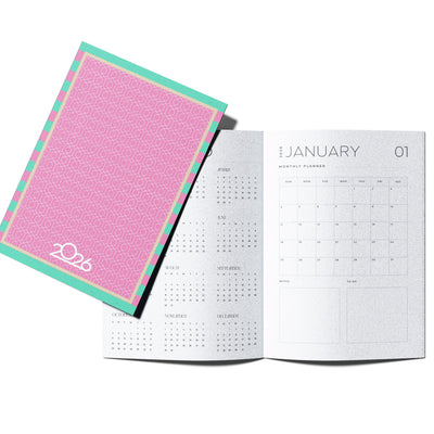 2026 Monthly Planner A4 – Student Desk Notebook – Desk Accessories on Brown Living™. SKU: 07-CA07-Planner3. Img 1.