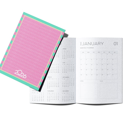 2026 Monthly Planner A4 – Student Desk Notebook – Desk Accessories on Brown Living™. SKU: 07-CA07-Planner3. Img 1.