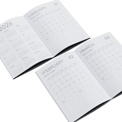 2026 Monthly Planner A4 – Student Desk Notebook | Light Peach Pink – Desk Accessories on Brown Living™. SKU: 07-CA07-Planner4. Img 2.
