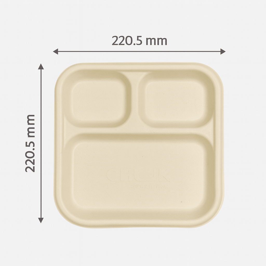 3 Compartment Disposable Chombo Meal Tray – Trays & Platters on Brown Living™. SKU: CLEC-73. Img 8.