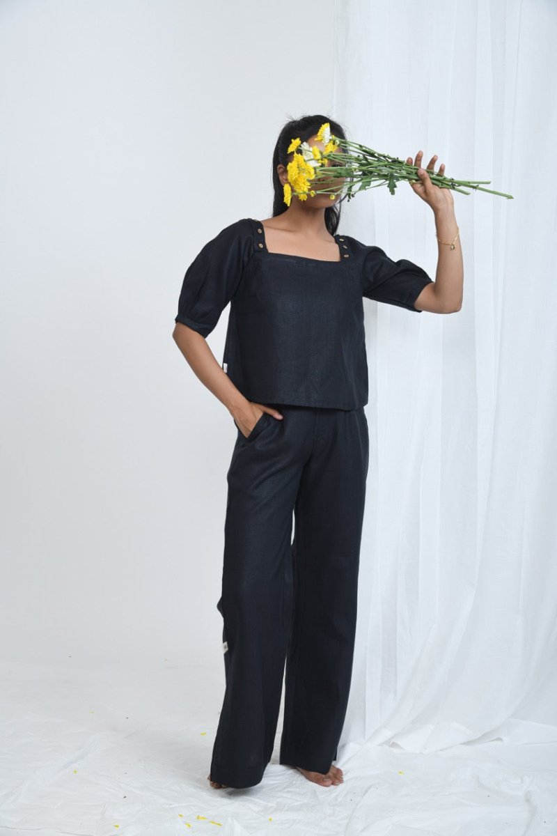 3 in 1 Hemp Top With Detachable Sleeves for Versatile Styling – Womens Shirt by Pravaah India available on Brown Living™. Xs Truffle Black. SKU: PRA24CL7BXS. Img 19.