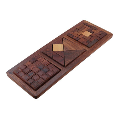 3 in 1 Wooden Blocks Jigsaw Puzzles Brain Teasers – Learning & Educational Toys on Brown Living™. SKU: BLSC1025442. Img 1.