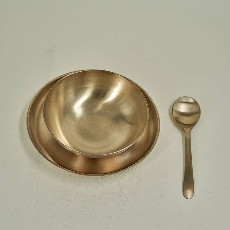 3 Pc Original Kansa/ Bronze Small Soup Set | Verified Sustainable Dinner Set on Brown Living™