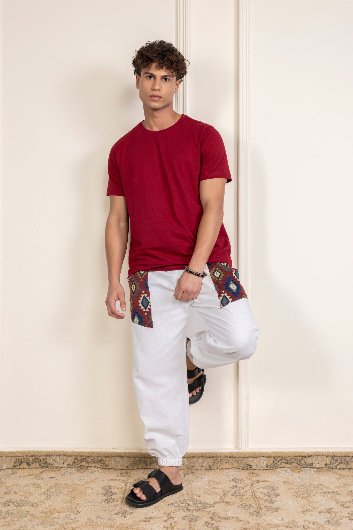 Men's Hopper Joggers | White With Pocket Patch | Fits Waist Sizes 30 to 38 Inches