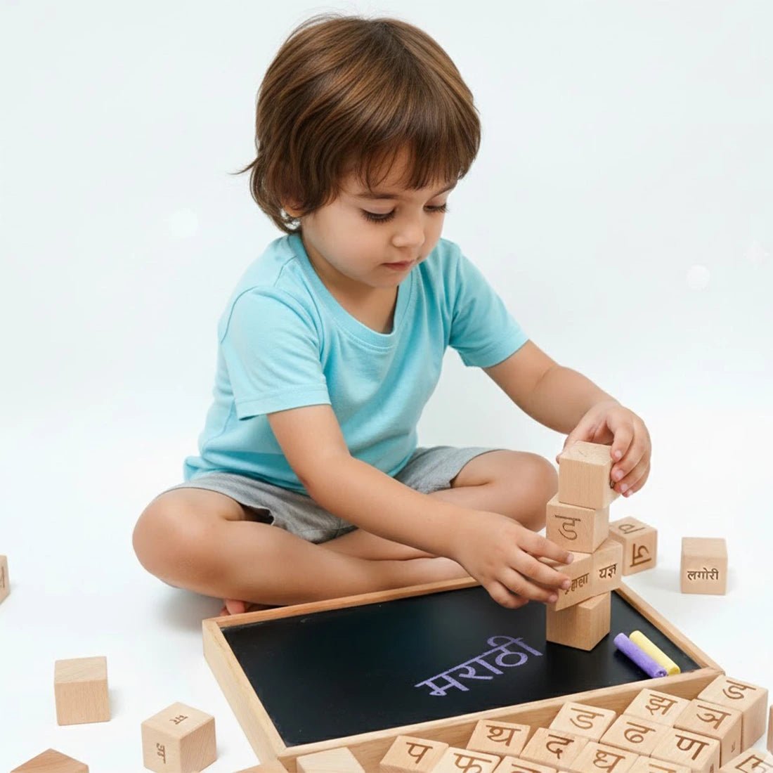 4 - in - 1 Educational Blocks Set for Kids – Marathi Learning Toy – Learning & Educational Toys on Brown Living™. SKU: Alp-Marthi. Img 7.