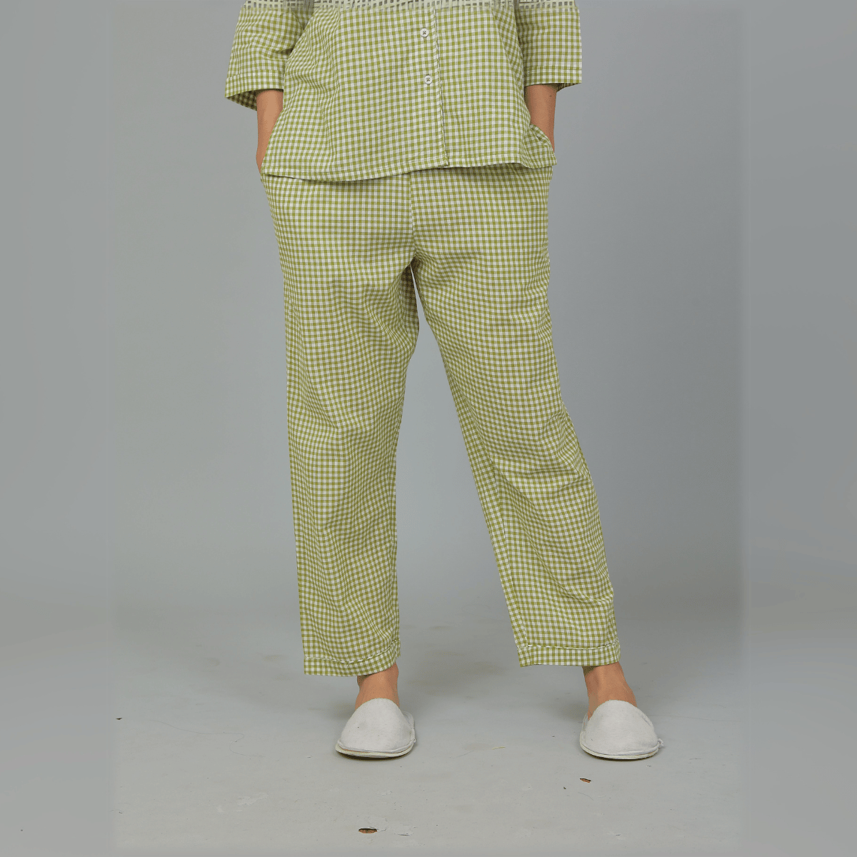 Green Cotton Checks Co-Ord Set – Nightwear