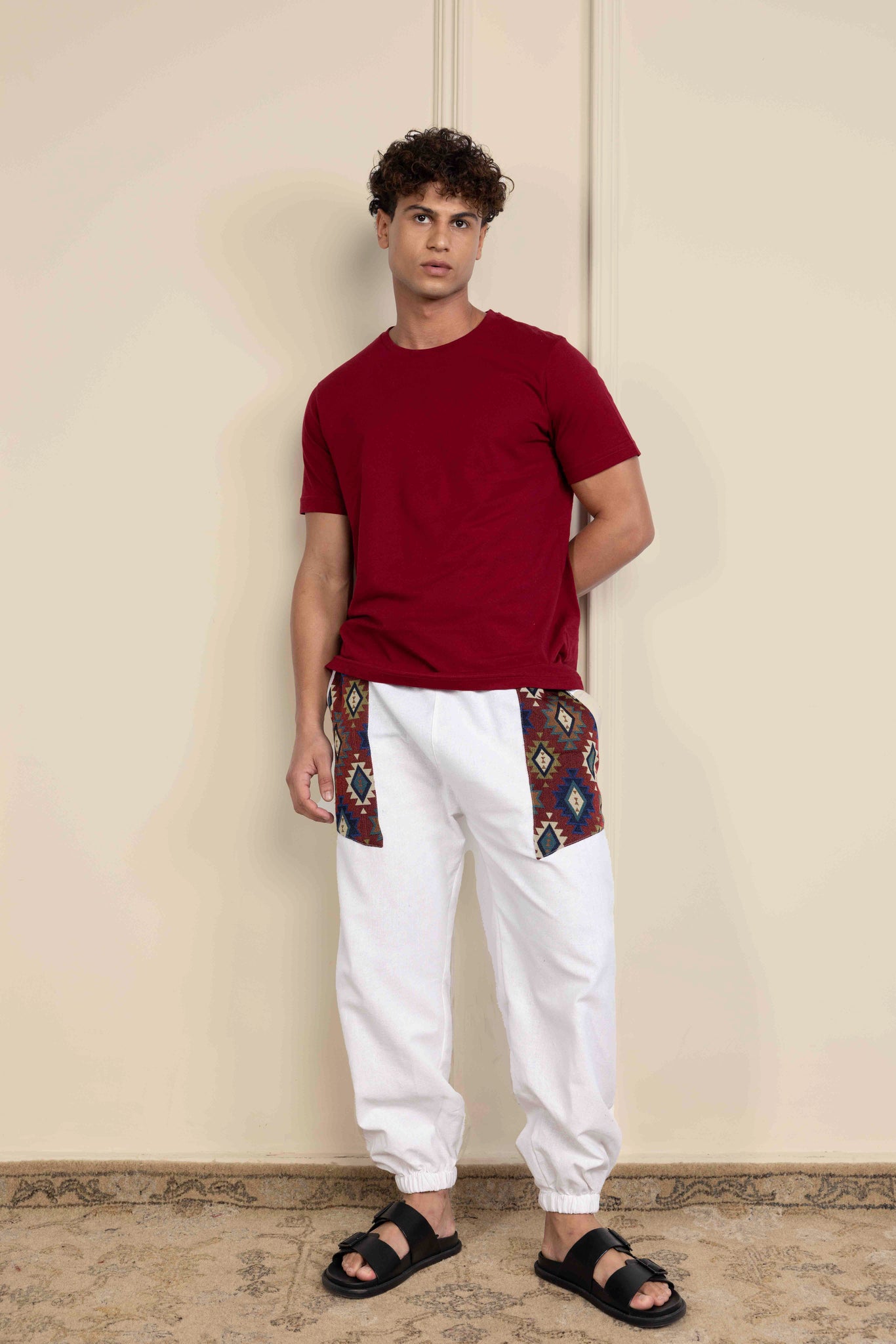 Men's Hopper Joggers | White With Pocket Patch | Fits Waist Sizes 30 to 38 Inches