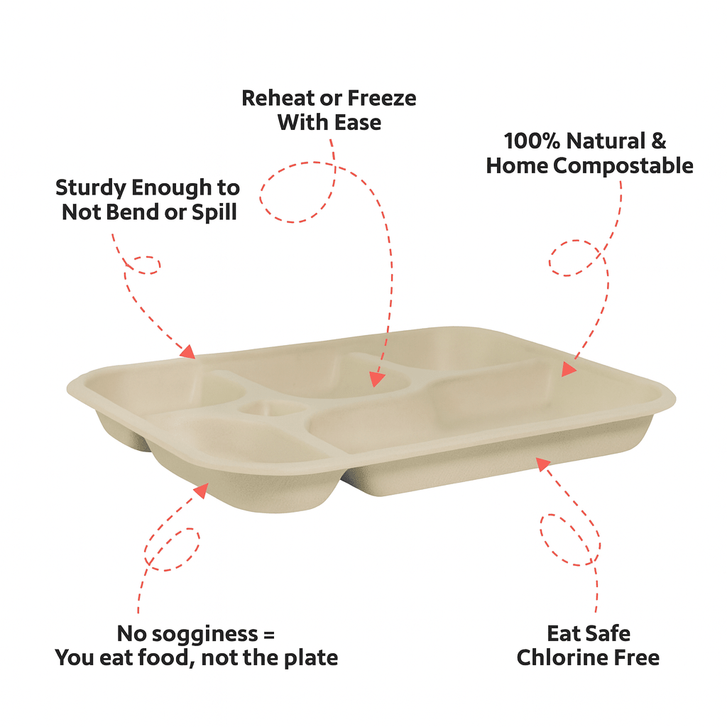 5 Compartment Meal Trays – Trays & Platters on Brown Living™. SKU: CLEC-72. Img 6.
