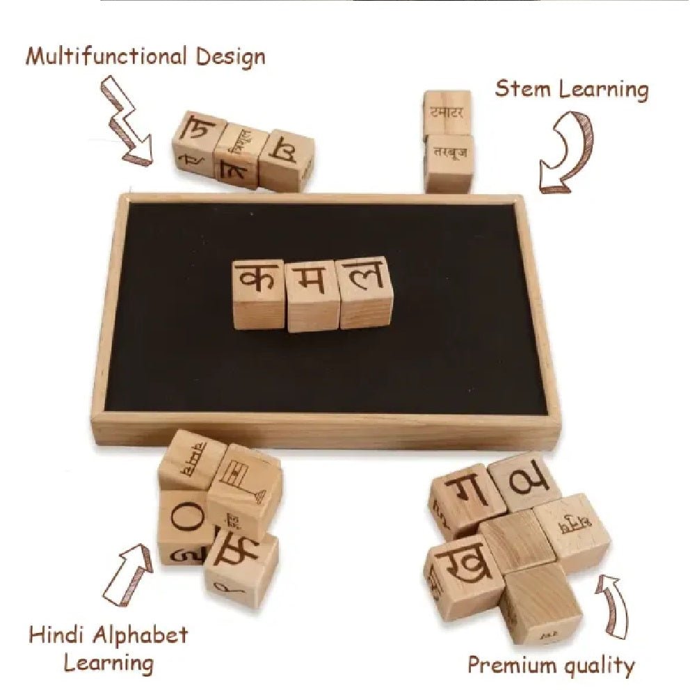 5 - in - 1 Educational Blocks Set for Kids – Hindi Learning Toy – Learning & Educational Toys on Brown Living™. SKU: Hin - alp. Img 3.