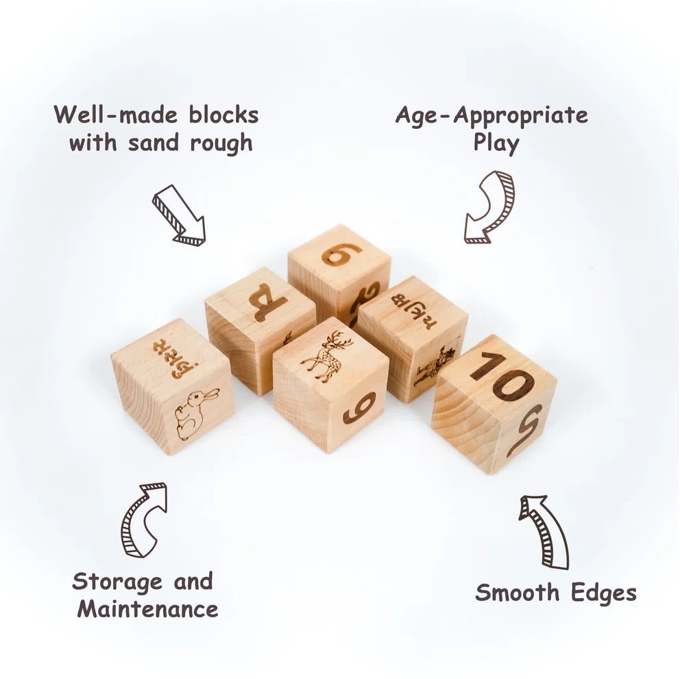 5 - in - 1 Gujarati Learning Blocks – Educational Toy for Kids – Learning & Educational Toys on Brown Living™. SKU: guj - alp. Img 3.