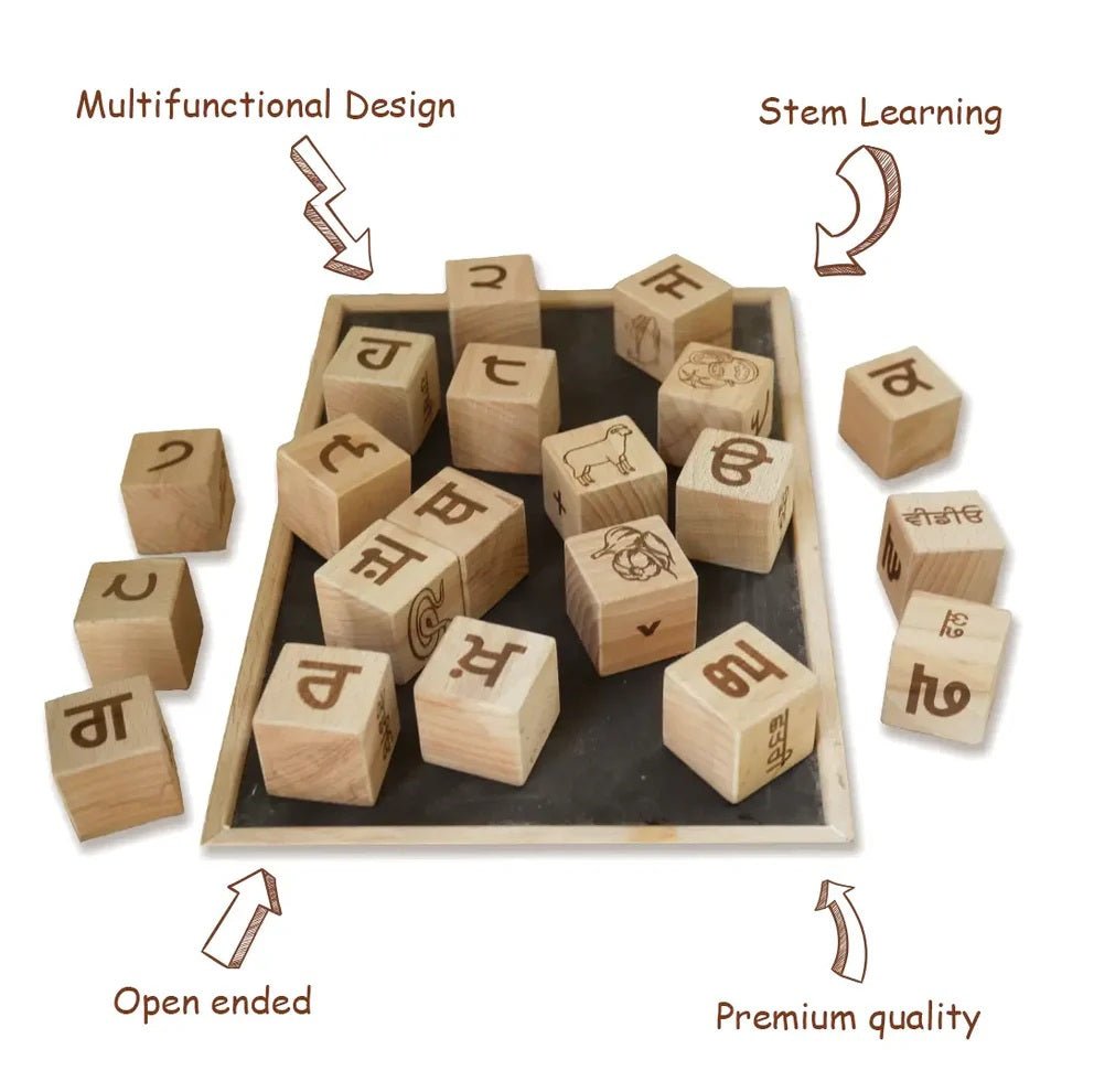 5 - in - 1 Punjabi Learning Blocks – Educational Toy for Kids – Learning & Educational Toys on Brown Living™. SKU: Pnj - alp. Img 3.
