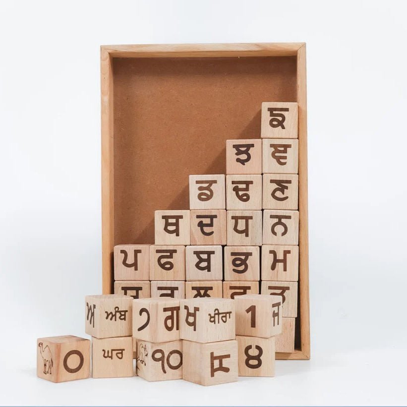 5 - in - 1 Punjabi Learning Blocks – Educational Toy for Kids – Learning & Educational Toys on Brown Living™. SKU: Pnj - alp. Img 1.