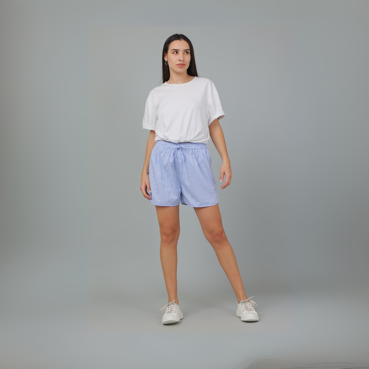 Blue Cotton Checks Shorts – Athleisure/Nightwear