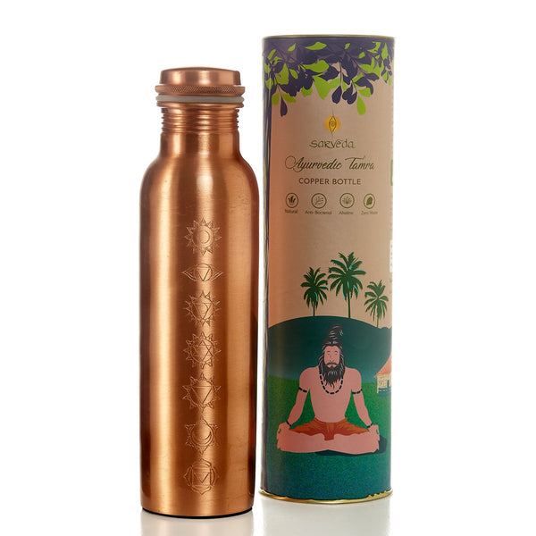 7 Chakra Plain Copper Water Bottle - 1 Litre | Verified Sustainable Bottles & Sippers on Brown Living™