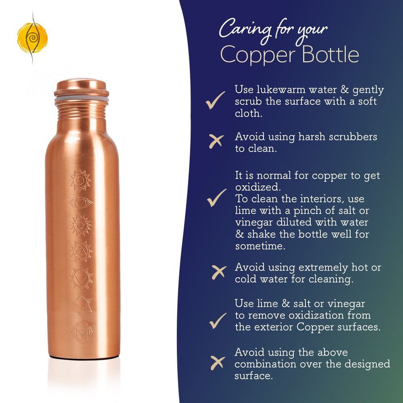 7 Chakra Plain Copper Water Bottle - 1 Litre | Verified Sustainable Bottles & Sippers on Brown Living™