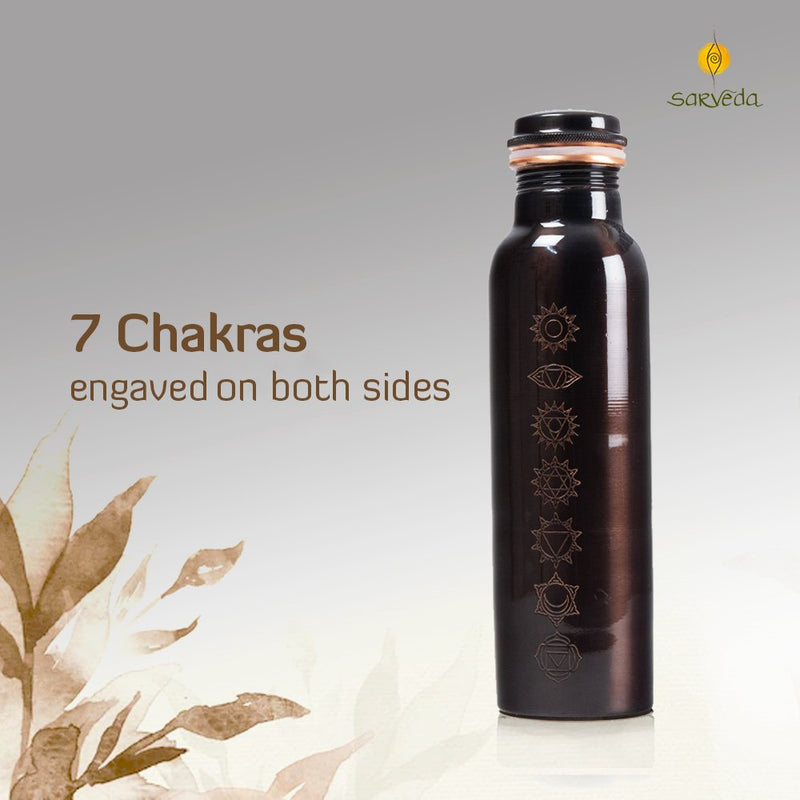 7 Chakra Vintage Copper Water Bottle - 1 Litre | Verified Sustainable Bottles & Sippers on Brown Living™