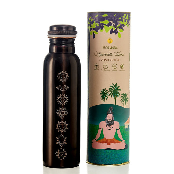 7 Chakra Vintage Copper Water Bottle - 1 Litre | Verified Sustainable Bottles & Sippers on Brown Living™