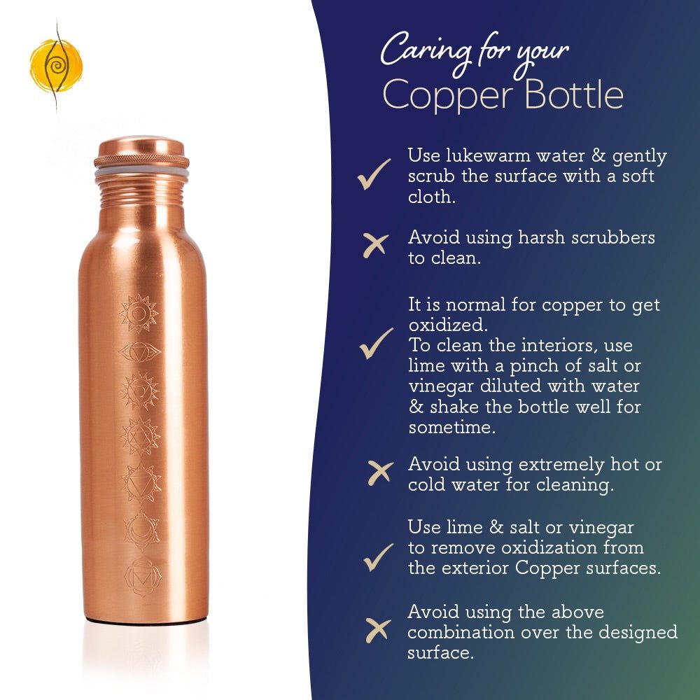 7 Chakras Copper Plain Bottle - 500 ml | Verified Sustainable by Brown Living™