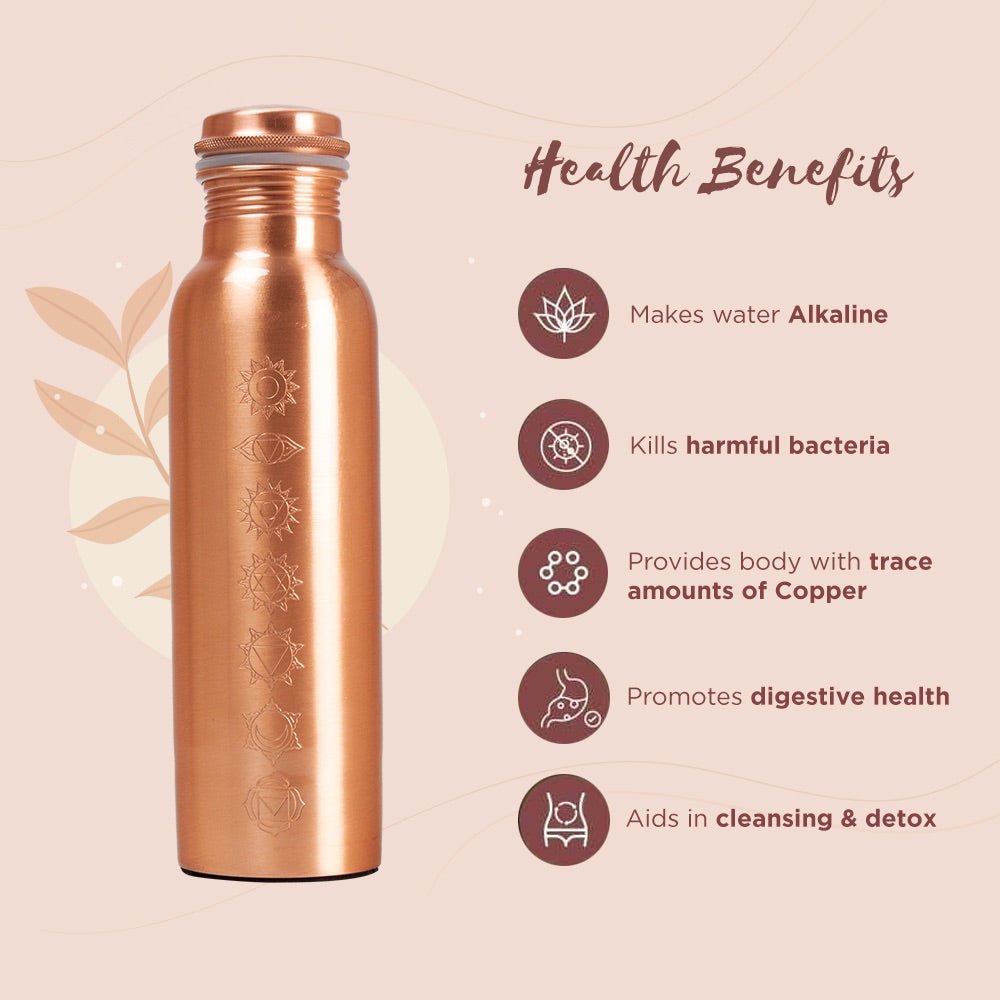 7 Chakras Copper Plain Bottle - 500 ml | Verified Sustainable by Brown Living™