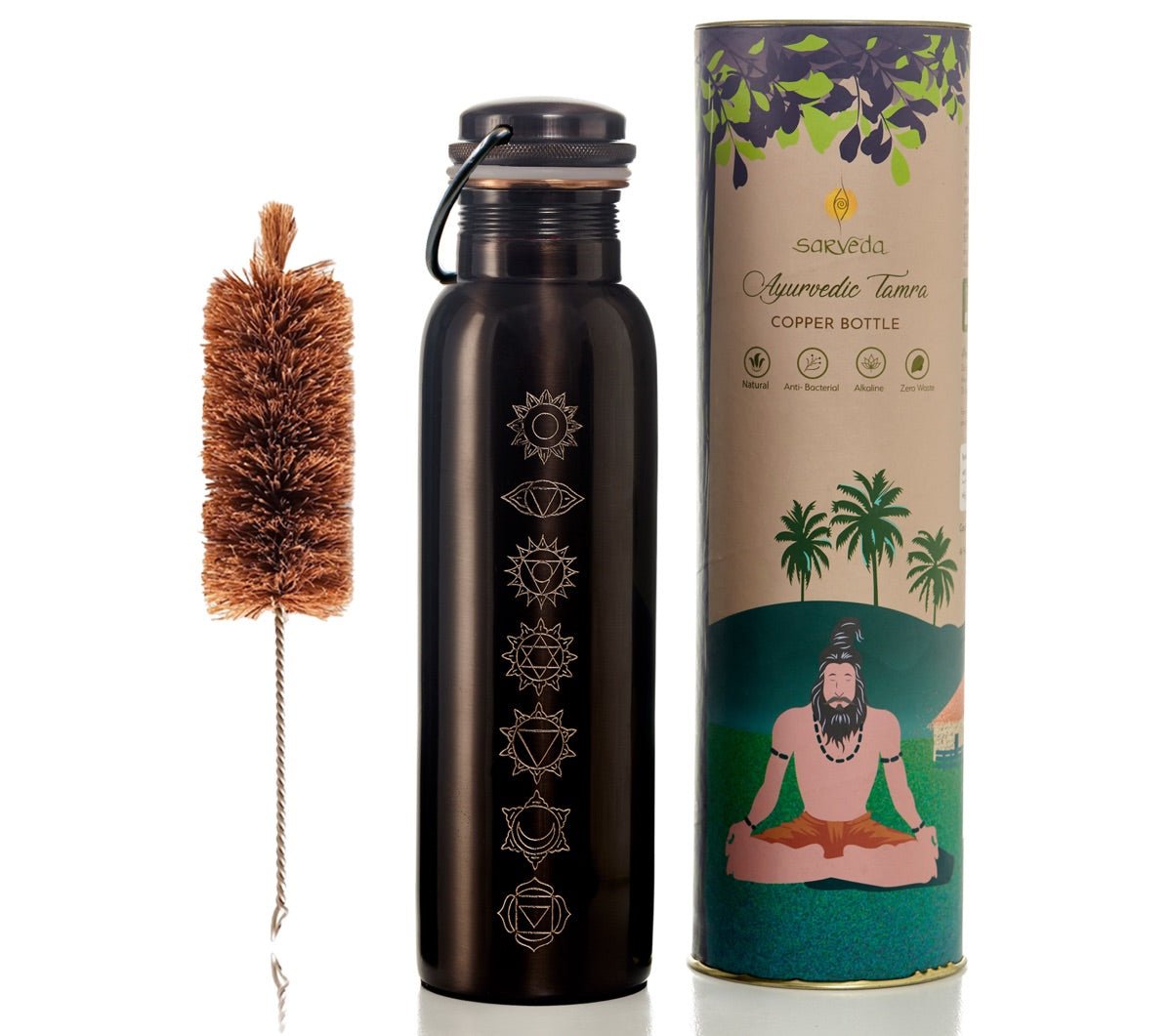 7 Chakras Vintage With Handle 1 ltr with Brush | Verified Sustainable by Brown Living™