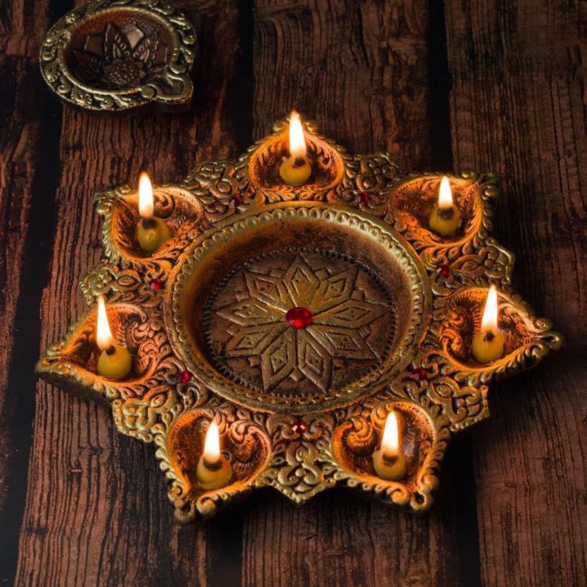 7 - Diya Platter Cum Urli – Traditional Diwali Centerpiece – Home Decor on Brown Living™. SKU: D6. Img 1.