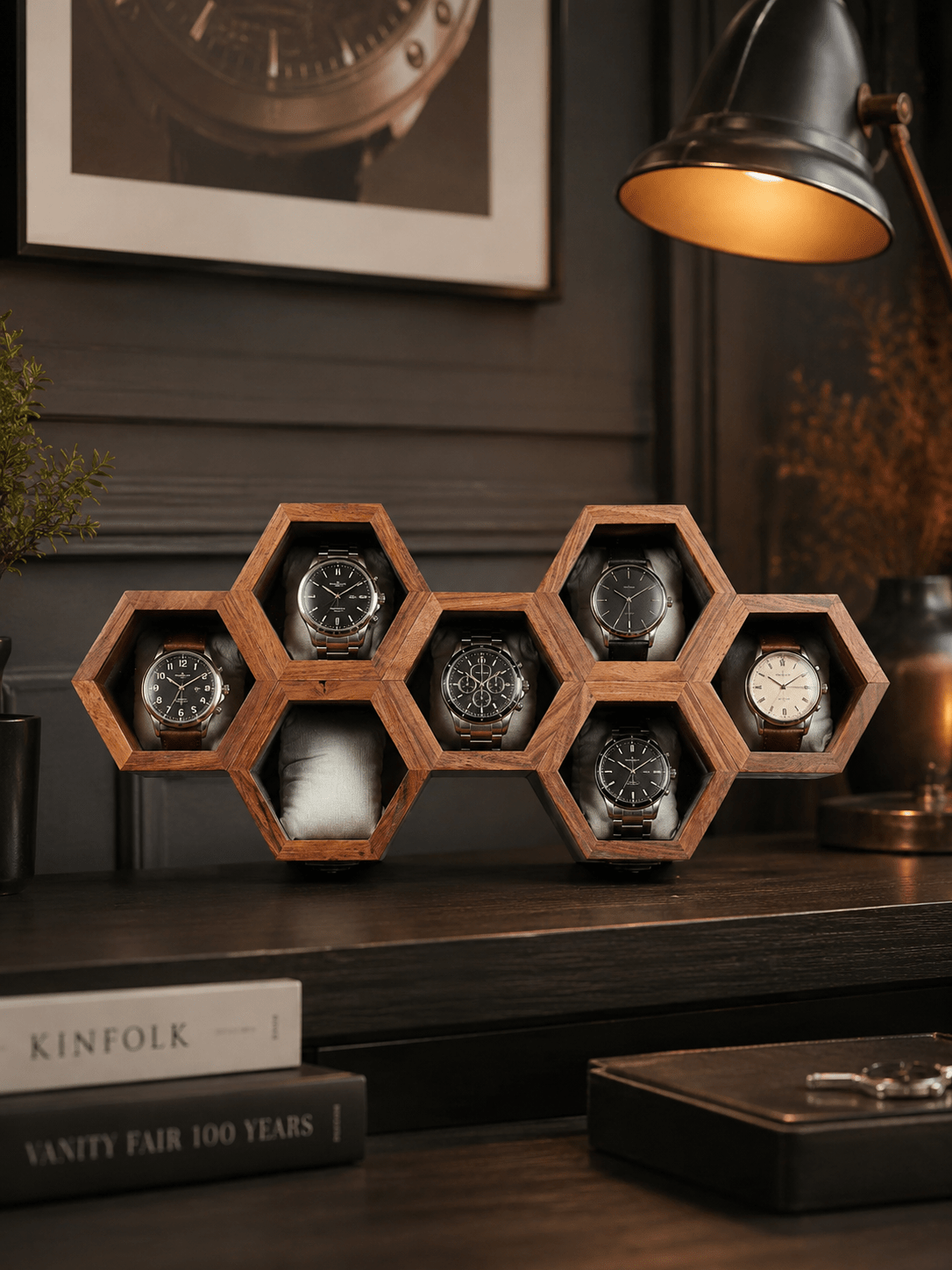 7 Slot Watch Box | Wooden Watch Organizer Case | Storage for Watches – Mens Accessories on Brown Living™. SKU: WB. Img 1.