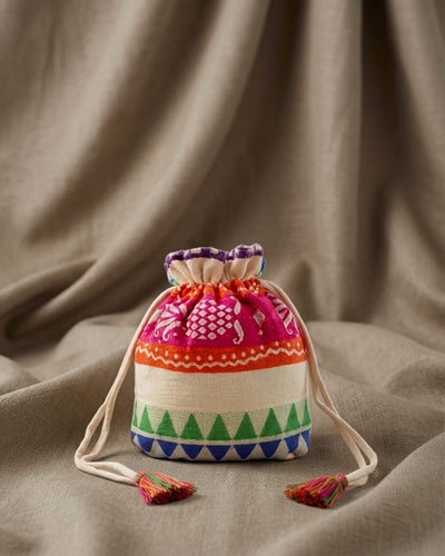 7x9 Inch Cotton Potli Bag | Reusable Drawstring Pouch – Tote Bag on Brown Living™. SKU: DCBG30N. Img 4.