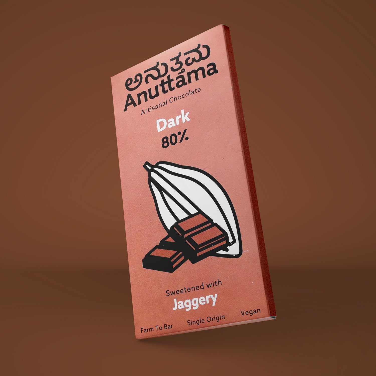 80% Cocoa Dark Chocolate | Naturally Sweetened With Jaggery – Chocolates on Brown Living™. SKU: 8931500357108. Img 4.