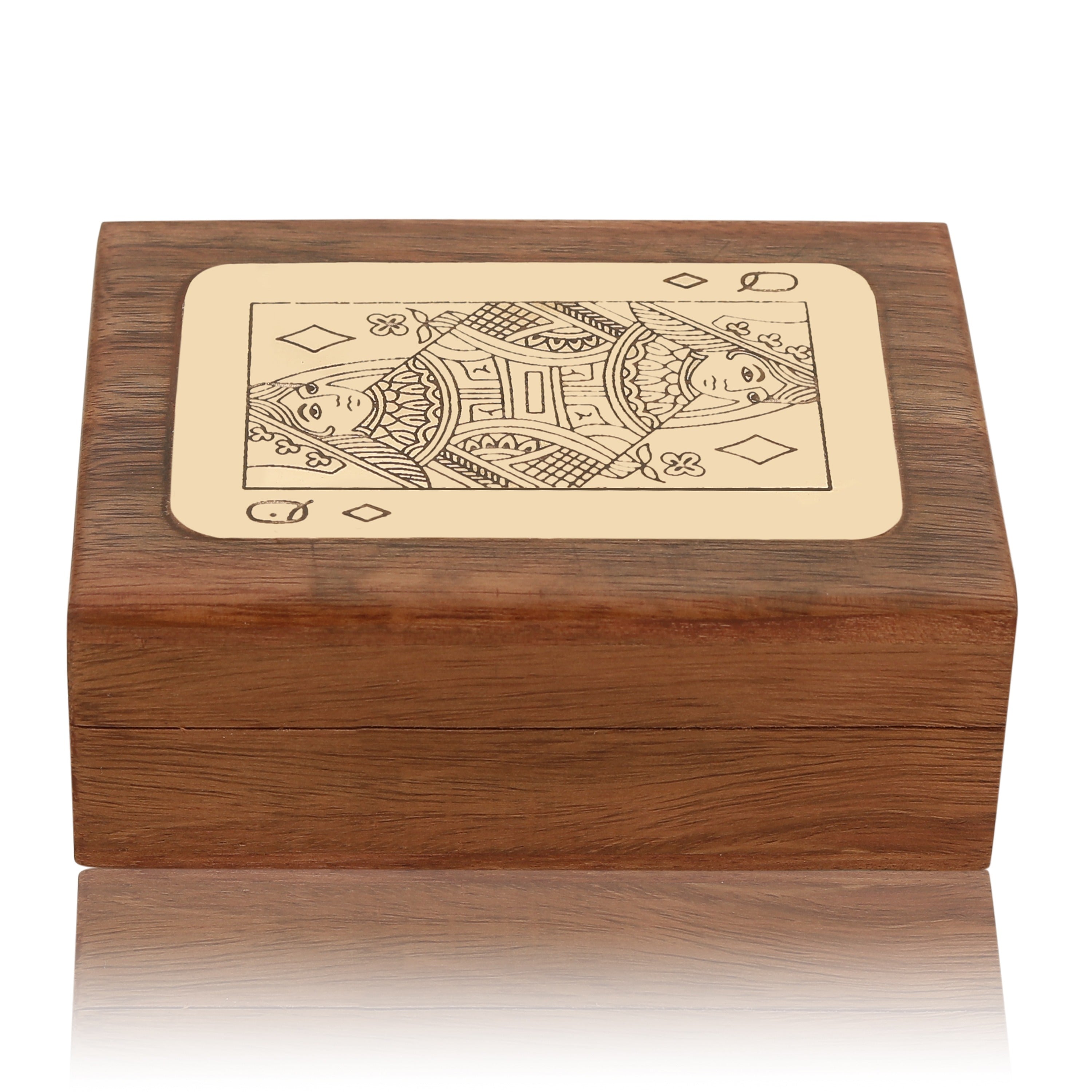 Handmade Wooden Single Deck Playing Card Case | Poker Queen