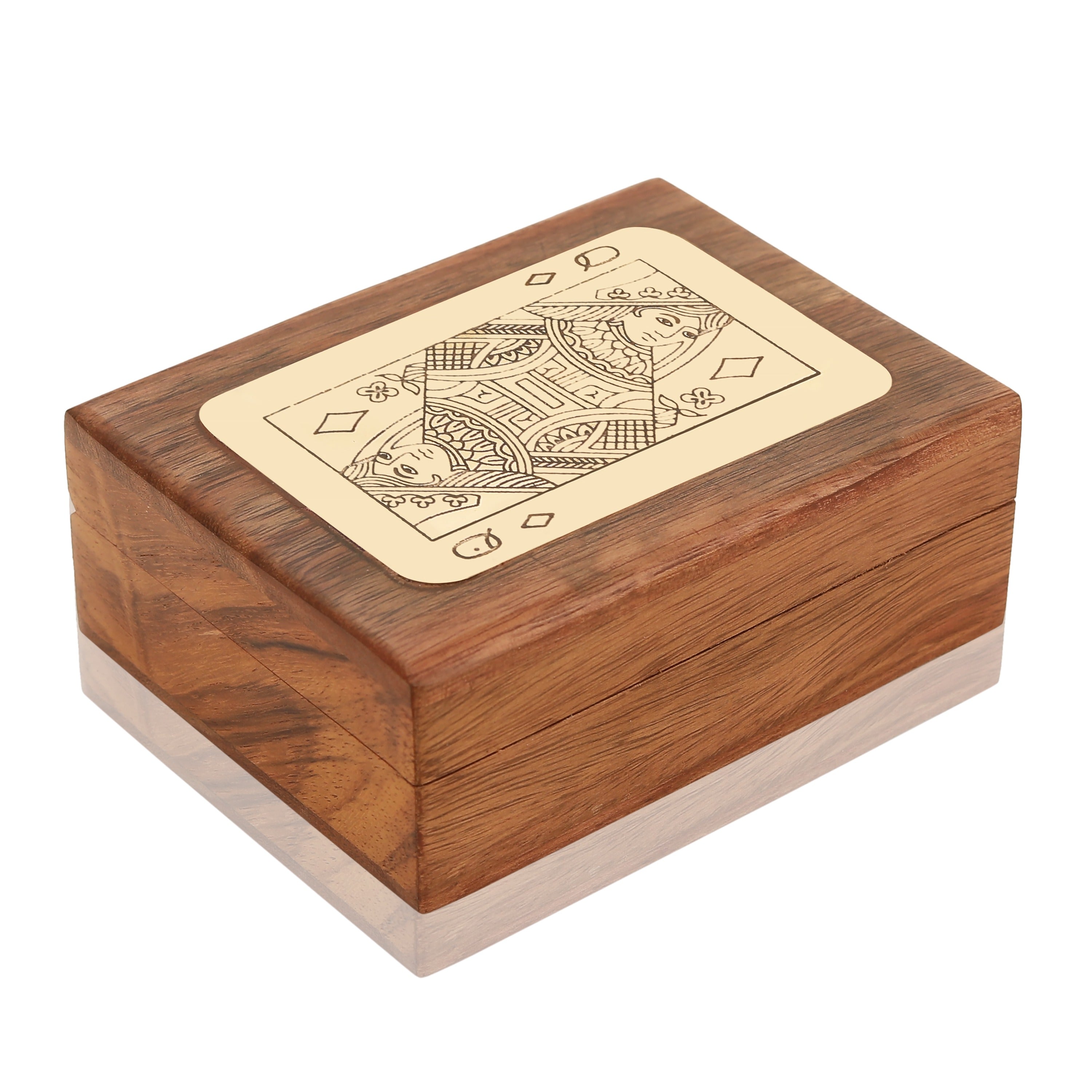 Handmade Wooden Single Deck Playing Card Case | Poker Queen